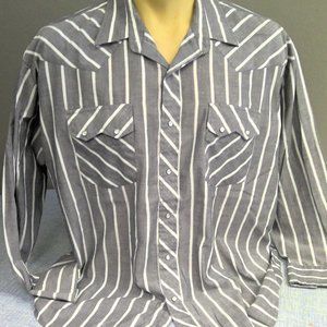 Vintage Stagecoach Western Pearl Snap Shirt Striped XXL